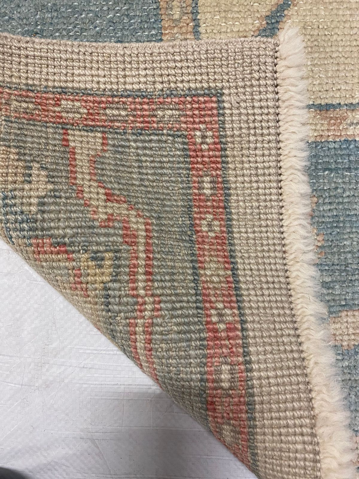 4x6 Ivory and Blue Turkish Oushak Rug