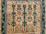 5x8 Ivory and Green Turkish Tribal Rug