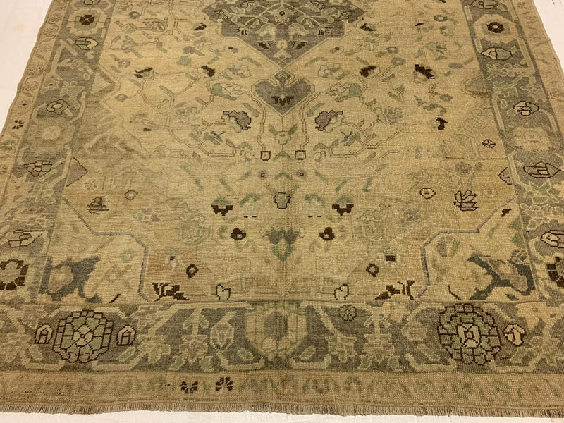 6x11 Ivory and Gray Turkish Tribal Rug