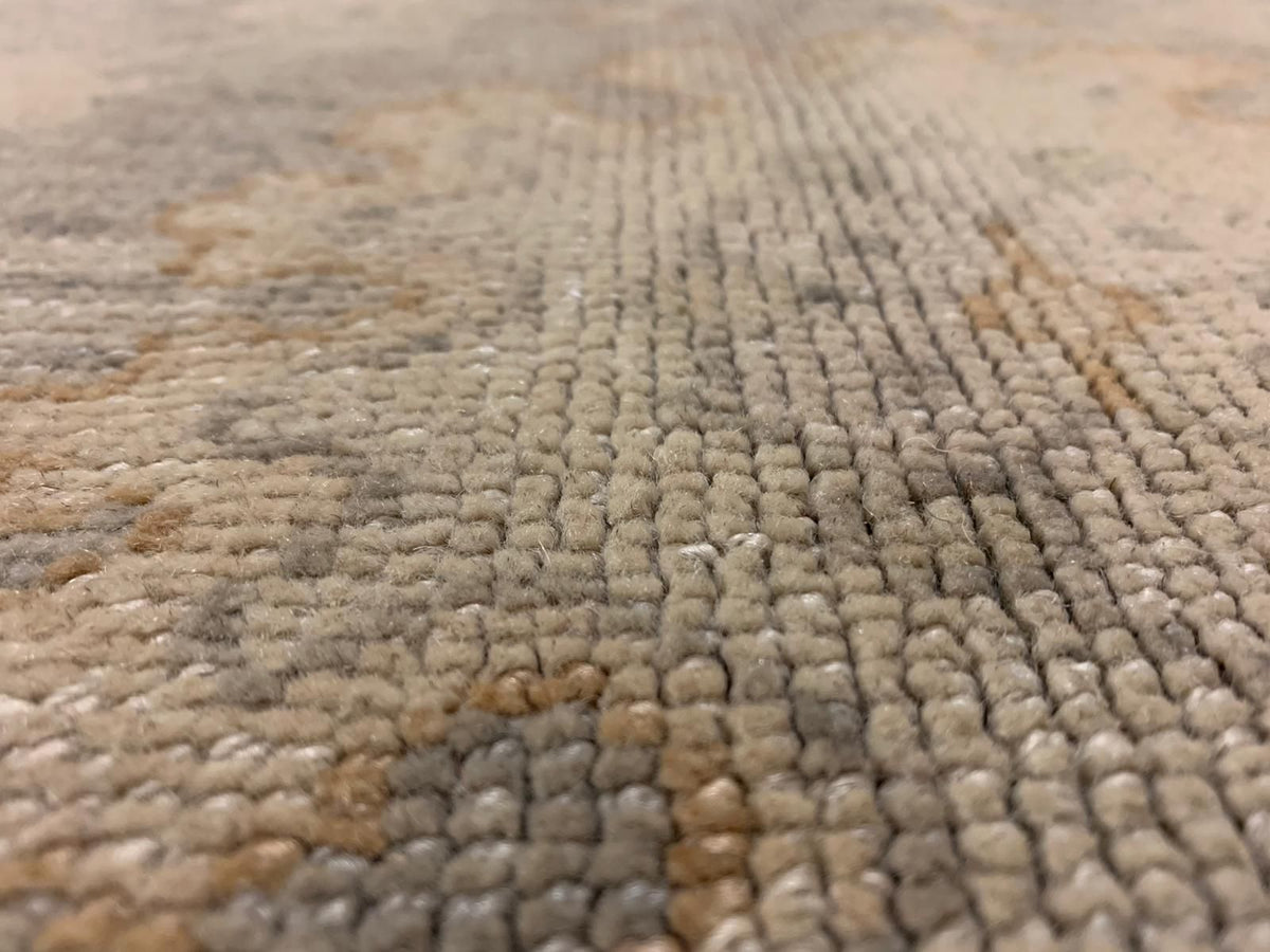 9x11 Ivory and Gray Turkish Oushak Rug