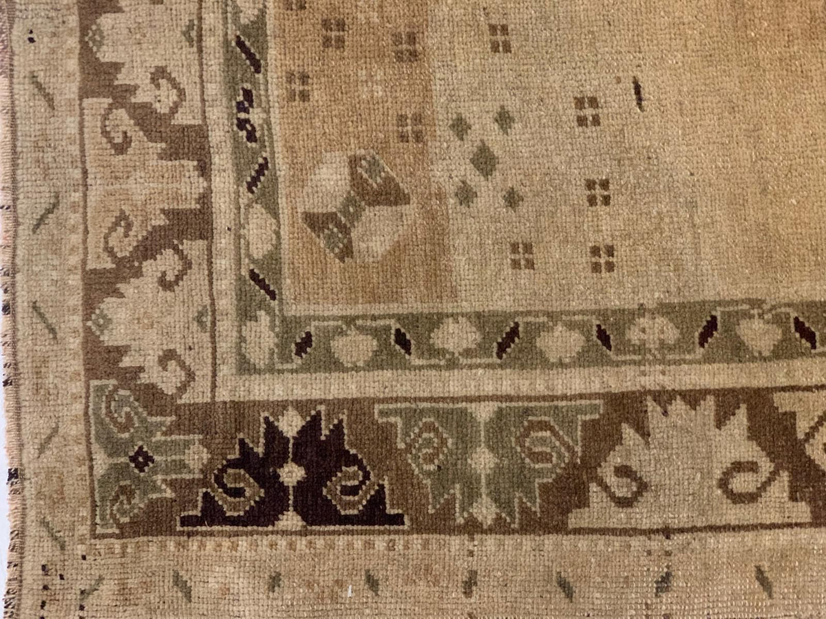 5x10 Ivory and Brown Turkish Tribal Runner