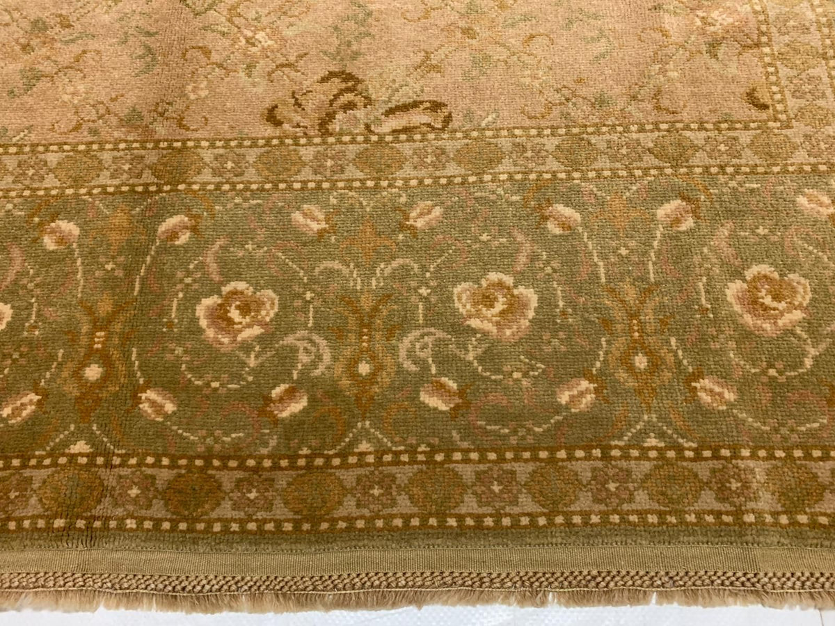 7x10 Gold and Green Turkish Oushak Rug