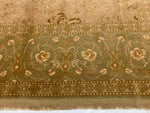 Vintage Handmade 7x10 Gold and Green Anatolian Turkish Oushak Distressed Area Rug
