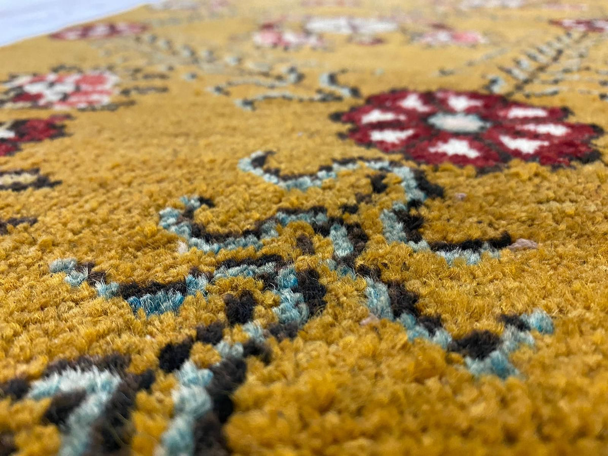 4x9 Gold and Ivory Turkish Tribal Rug