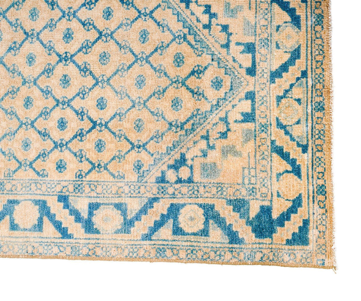 2x9 Beige and Blue Persian Tribal Rug