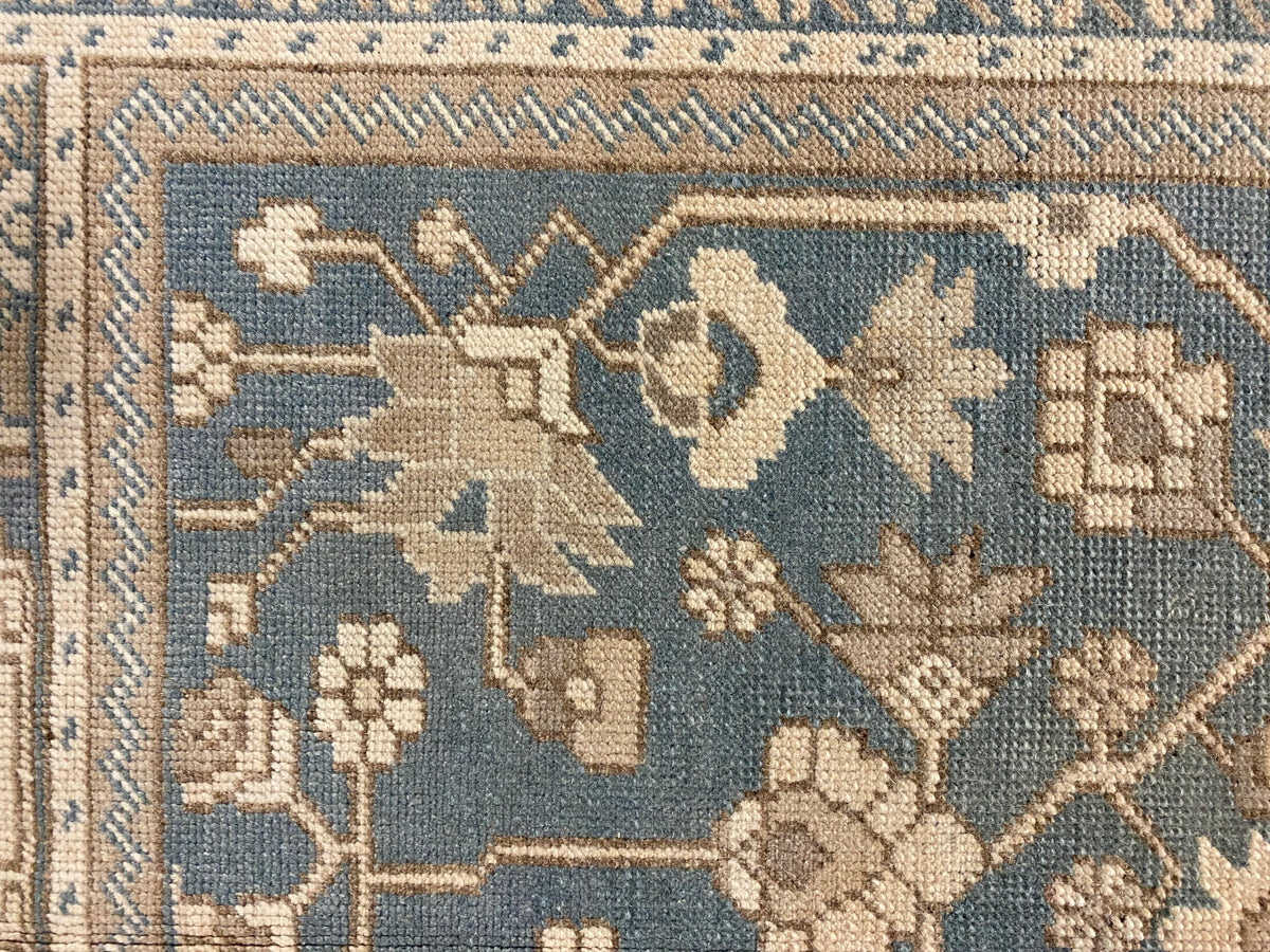 6x10 Beige and Blue Turkish Tribal Rug