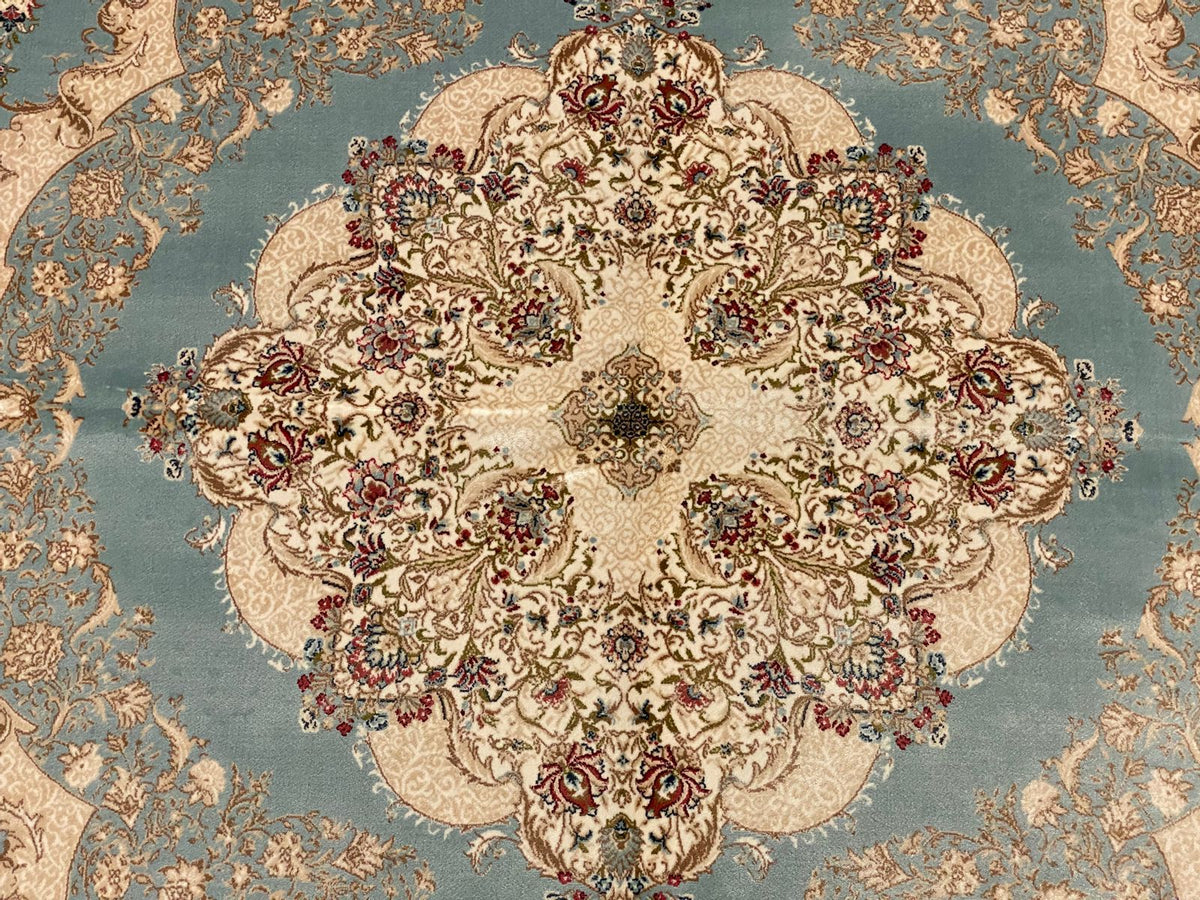 5x8 Blue and Ivory Turkish Antep Rug