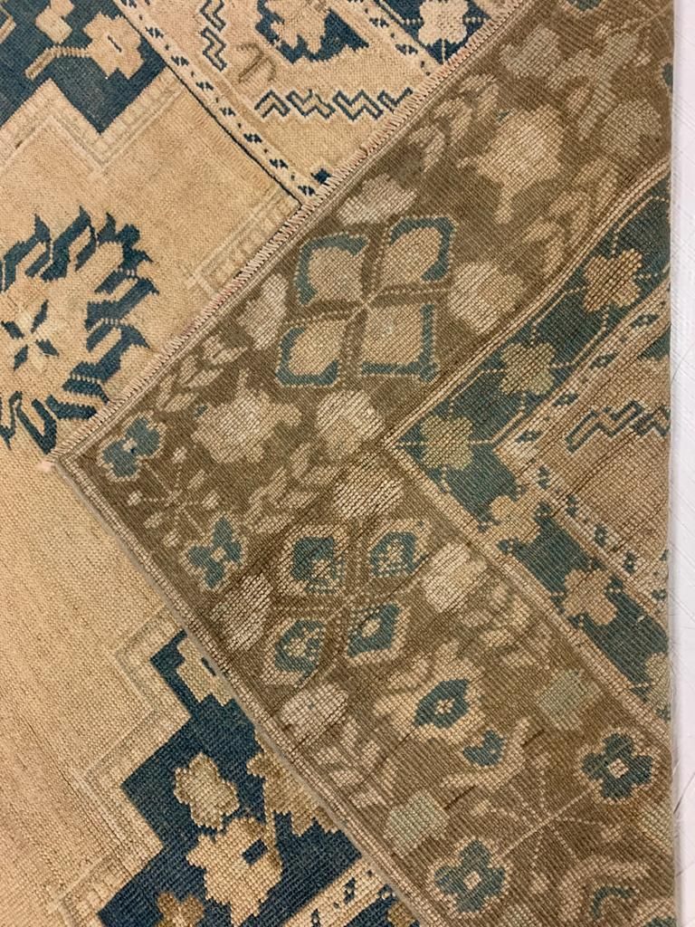 6x10 Ivory and Blue Turkish Tribal Rug
