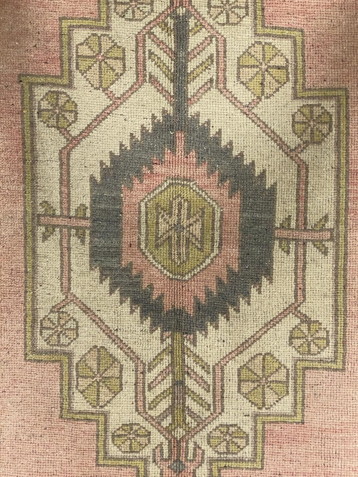 4x8 Pink and Green Turkish Tribal Rug