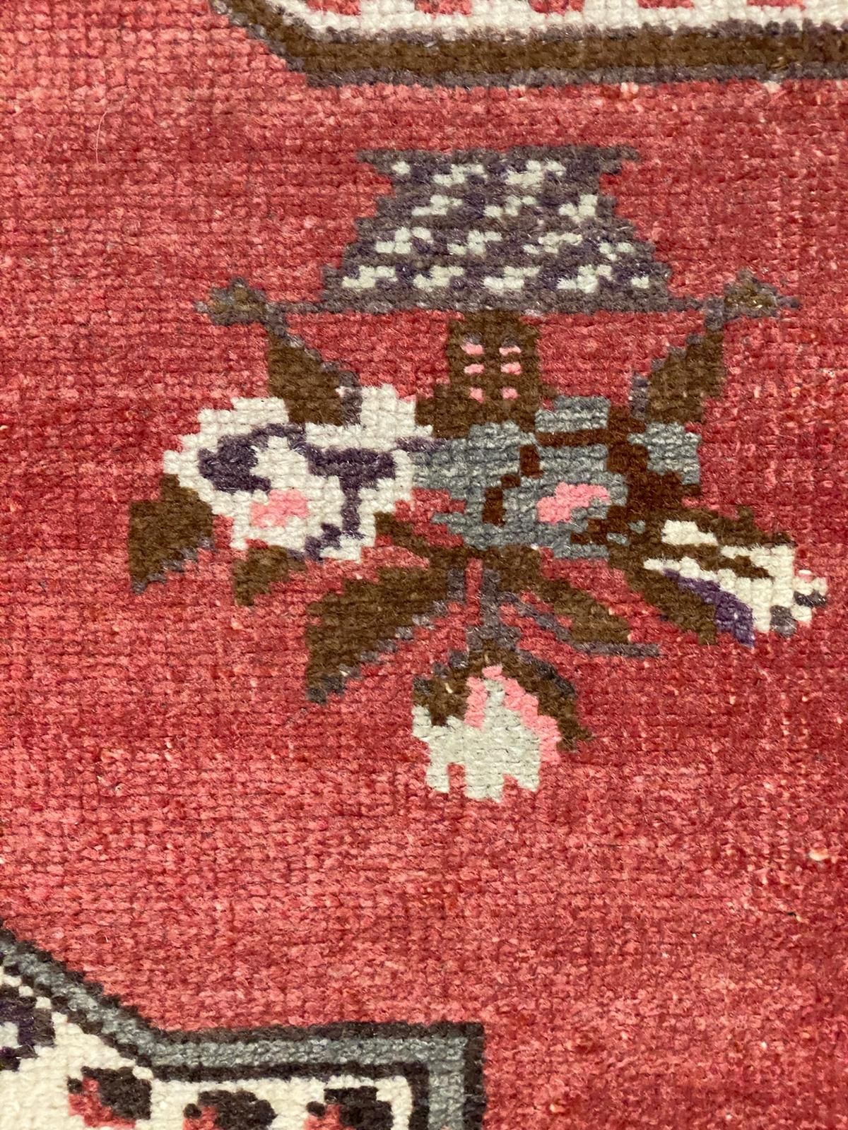 5x7 Red and Ivory Turkish Tribal Rug