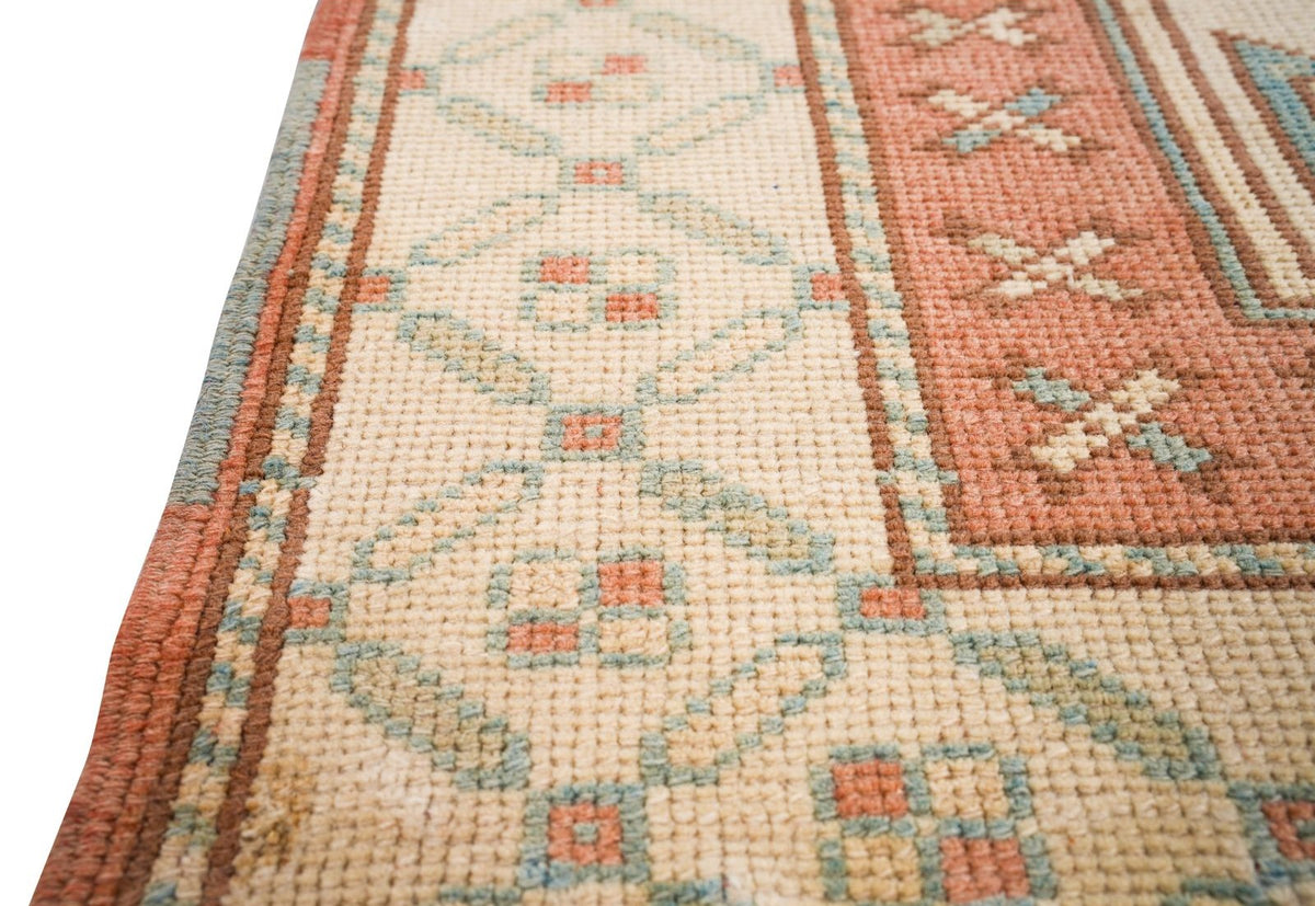 3x4 Beige and Red Turkish Tribal Rug