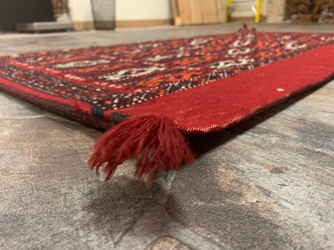 2x4 Red and Beige Turkish Tribal Rug