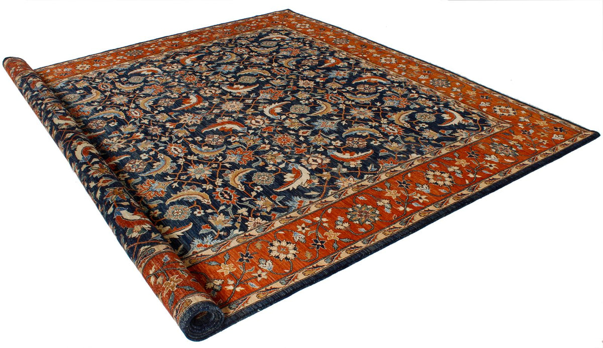 9x12 Navy and Red Traditional Rug