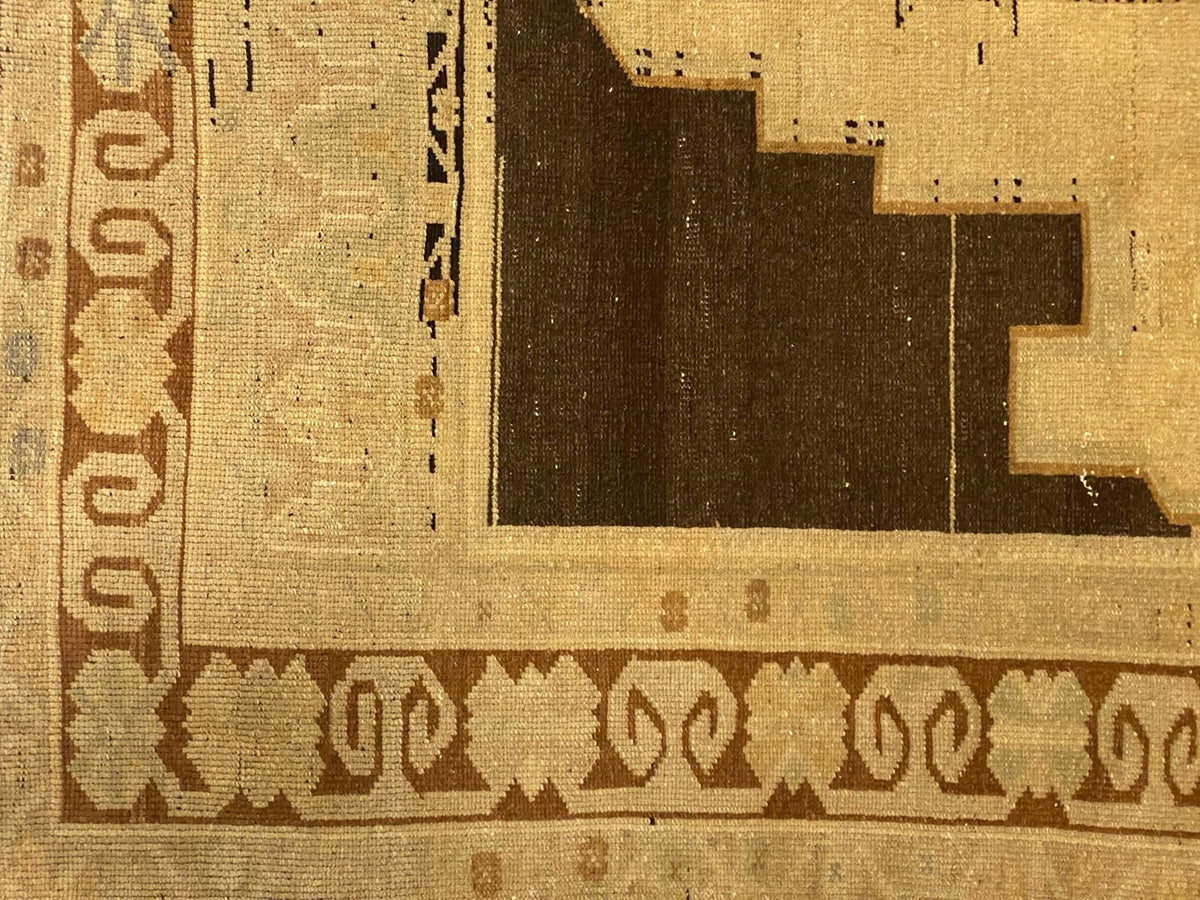 4x8 Ivory and Brown Turkish Tribal Rug