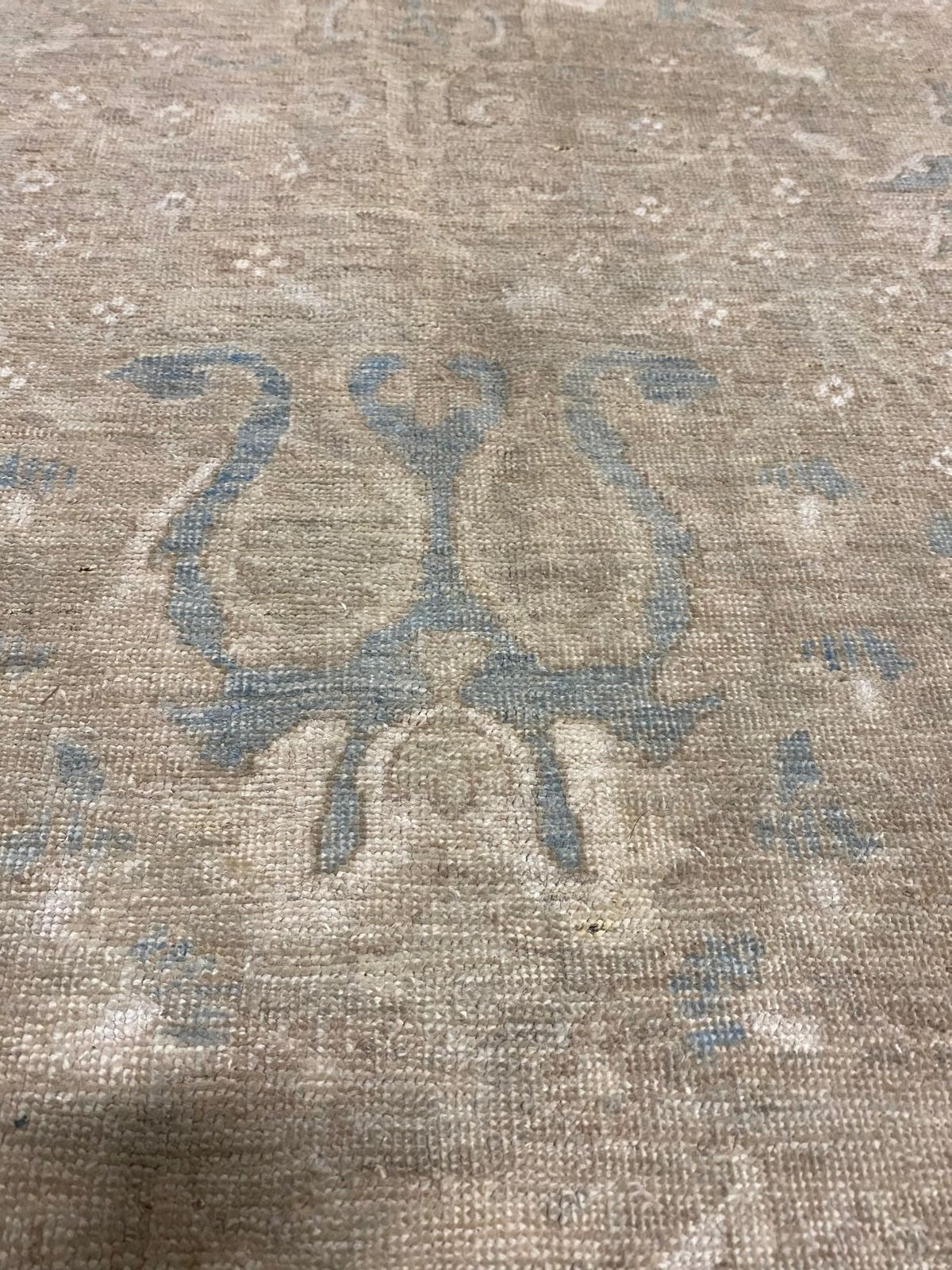 8x10 Beige and Blue Turkish Oushak Rug
