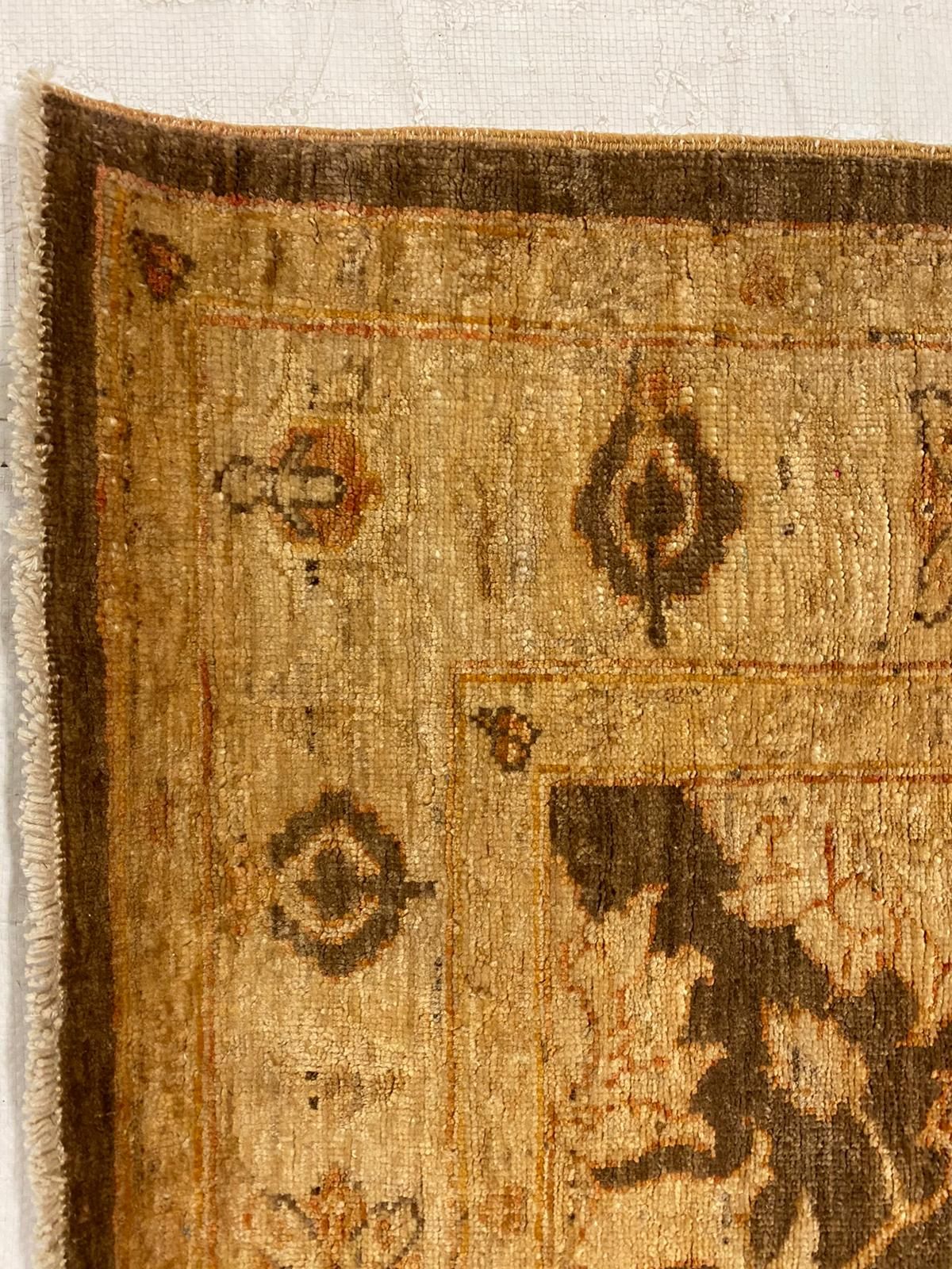 4x10 Brown and Ivory Turkish Oushak Runner