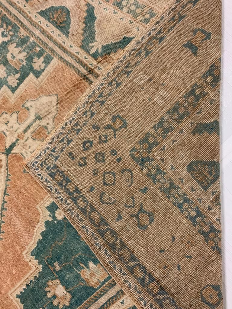 6x11 Peach and Light Blue Turkish Tribal Rug