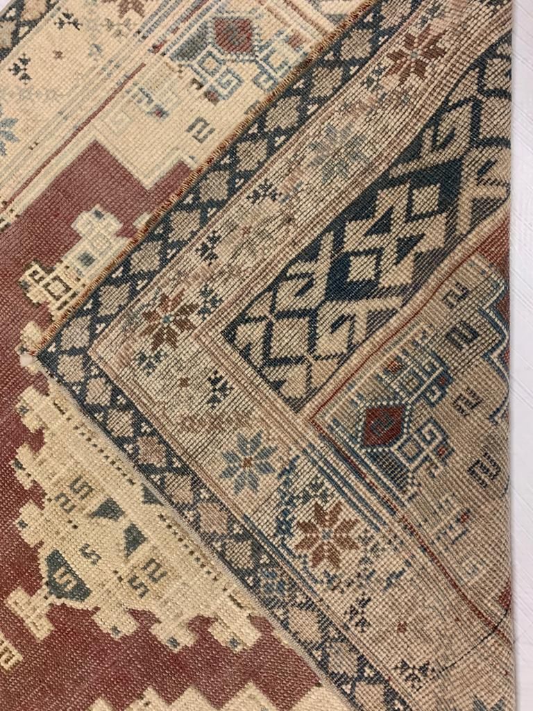 3x9 Purple and Beige Turkish Tribal Runner