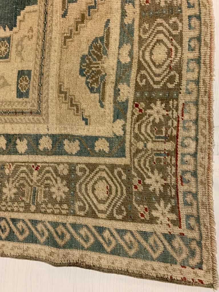 6x11 Peach and Blue Turkish Tribal Rug