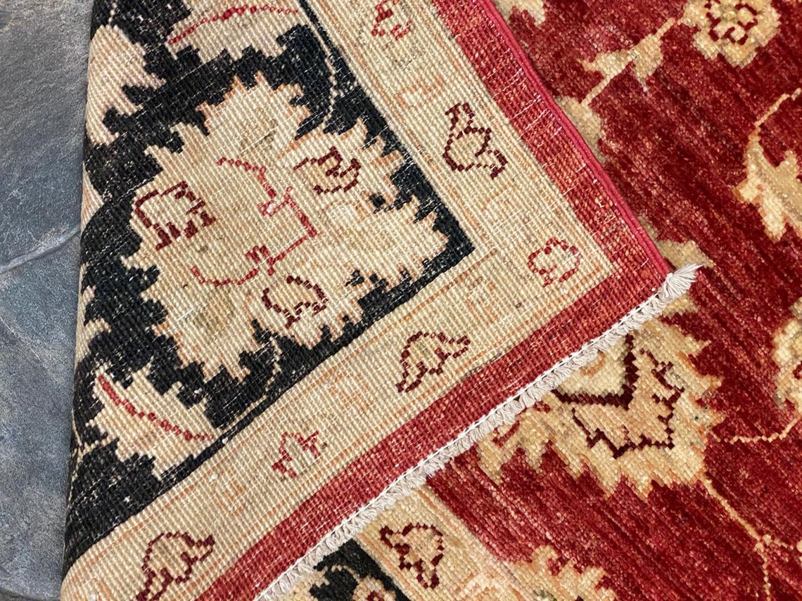 4x5 Red and Black Turkish Oushak Rug