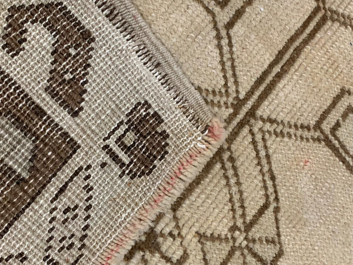 5x10 Ivory and Brown Turkish Tribal Runner
