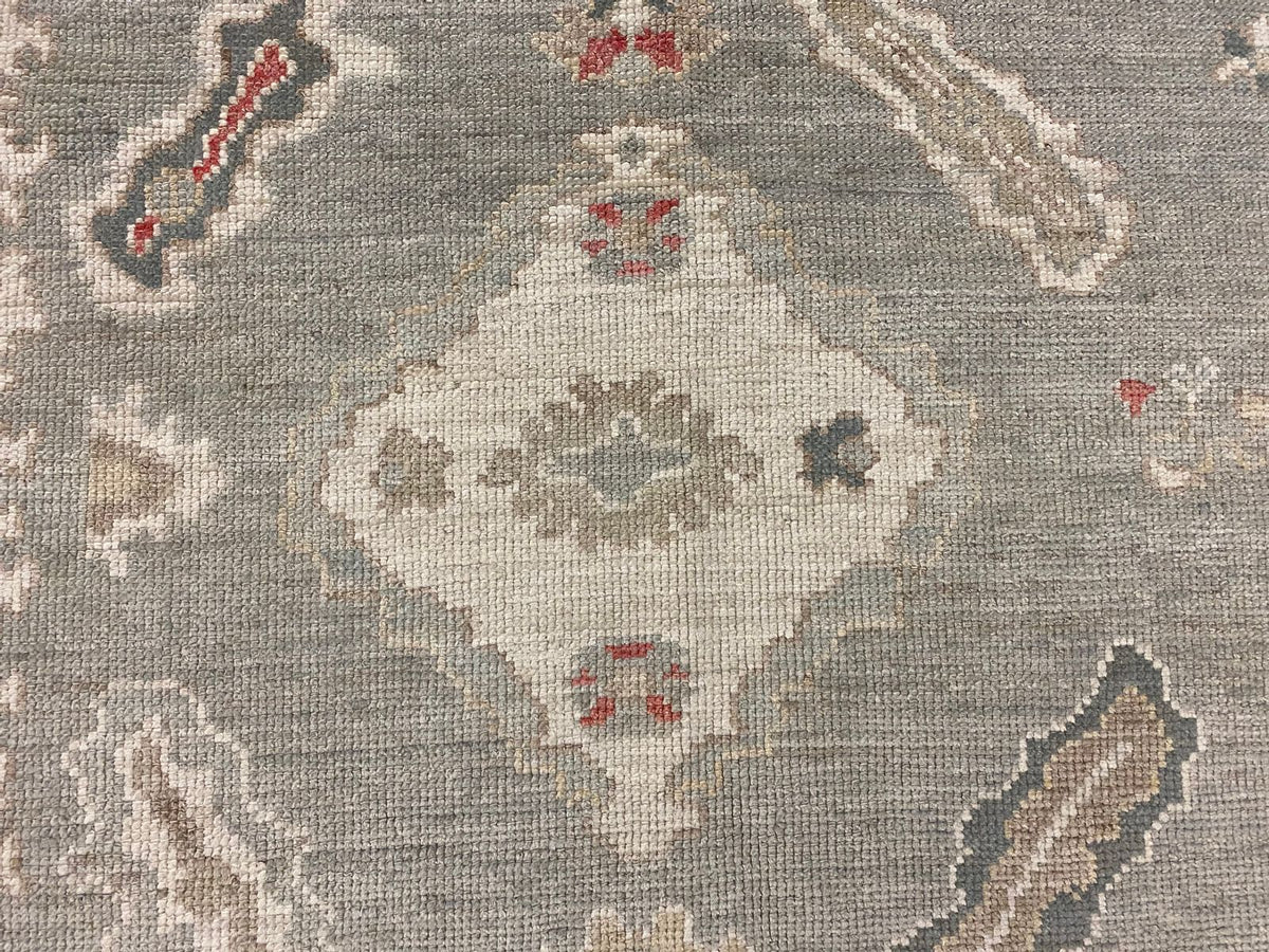 9x10 Gray and Ivory Turkish Oushak Rug