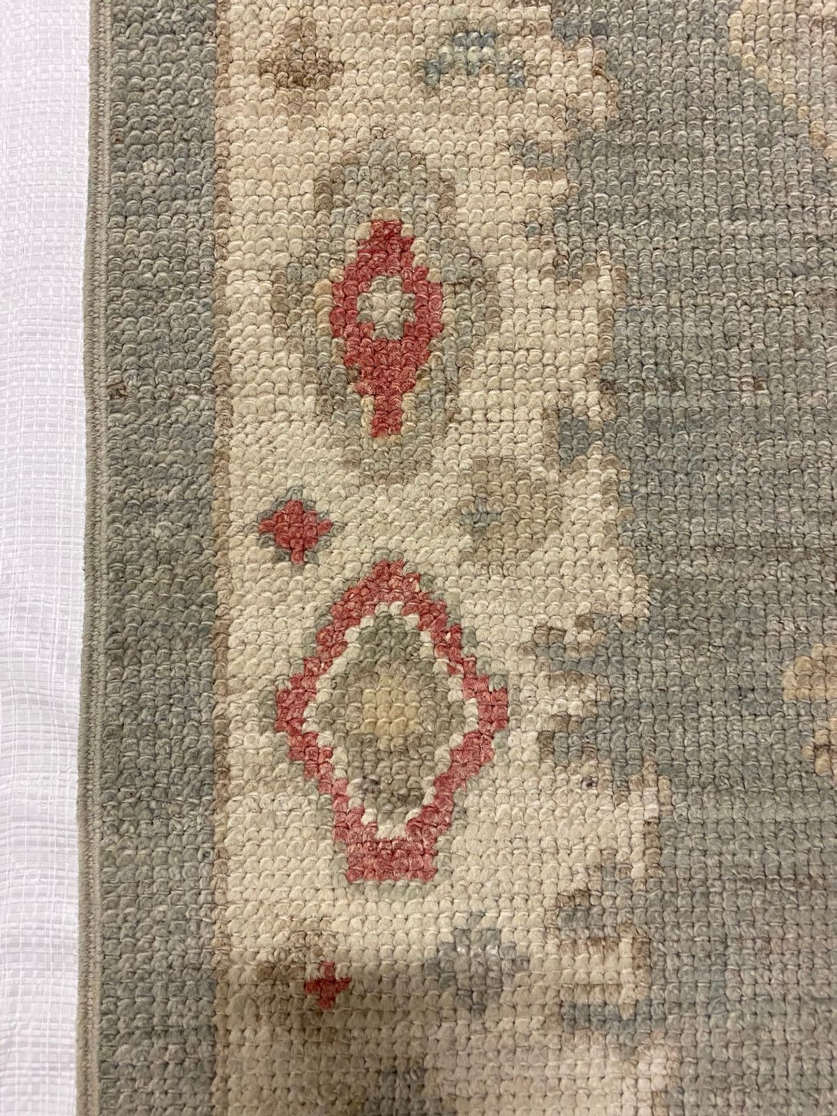 3x10 Blue and Ivory Turkish Oushak Runner