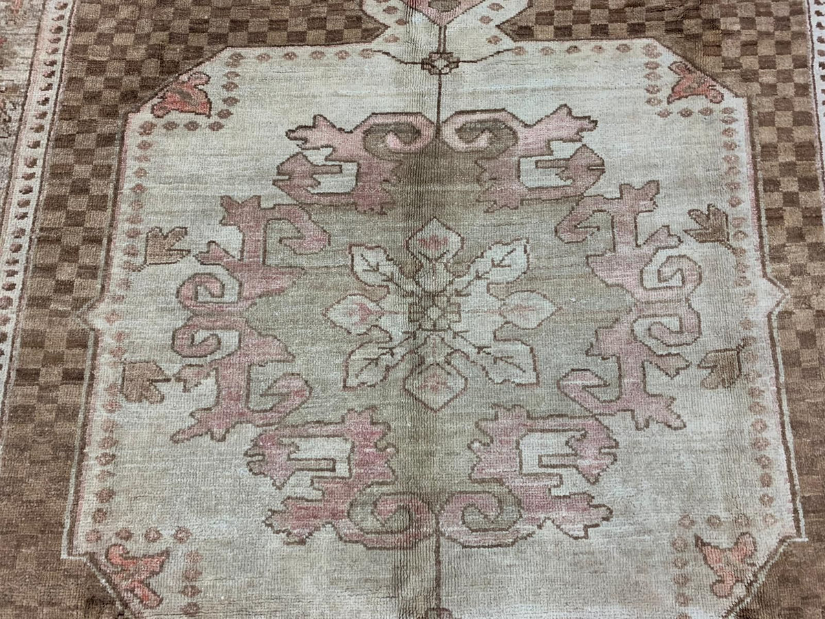 6x10 Brown and Ivory Turkish Tribal Rug