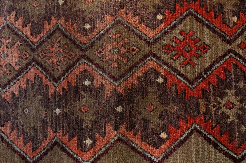 4x7 Red and Green Turkish Tribal Rug