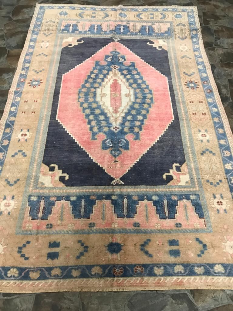 5x8 Pink and Purple Turkish Tribal Rug