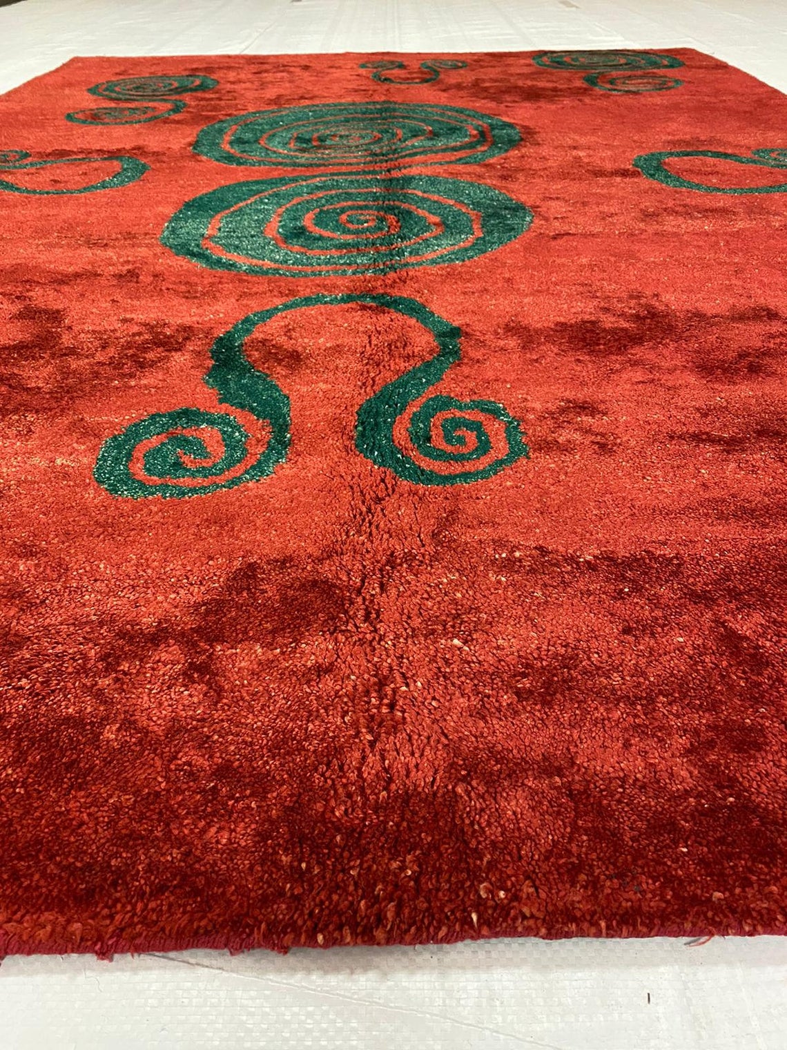 6x8 Green and Red Modern Contemporary Rug
