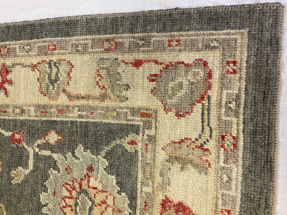 3x10 Gray and Off White Turkish Oushak Runner