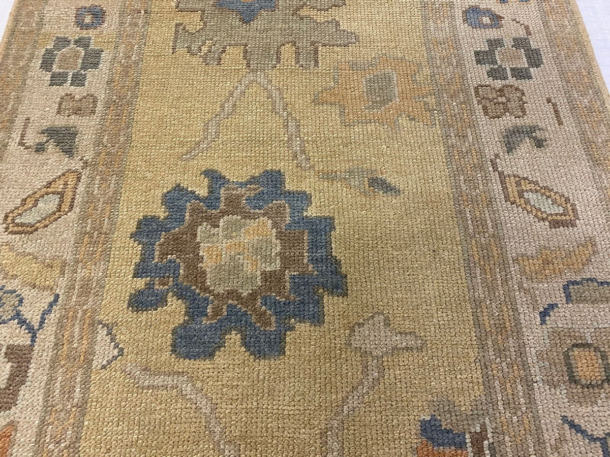 3x17 Gold and Ivory Turkish Oushak Runner