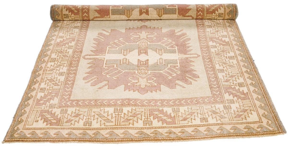 4x7 Beige and Brown Anatolian Tribal Rug