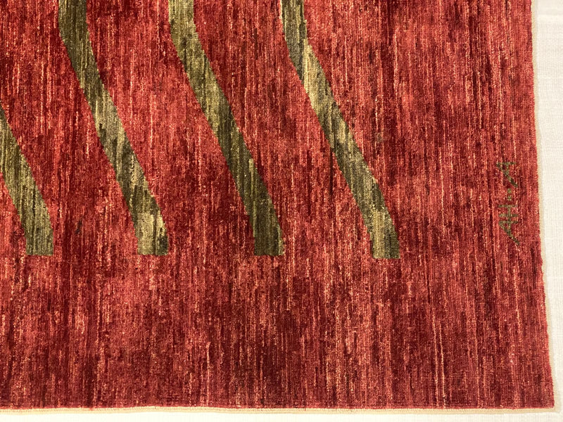 6x7 Red and Green Modern Contemporary Rug