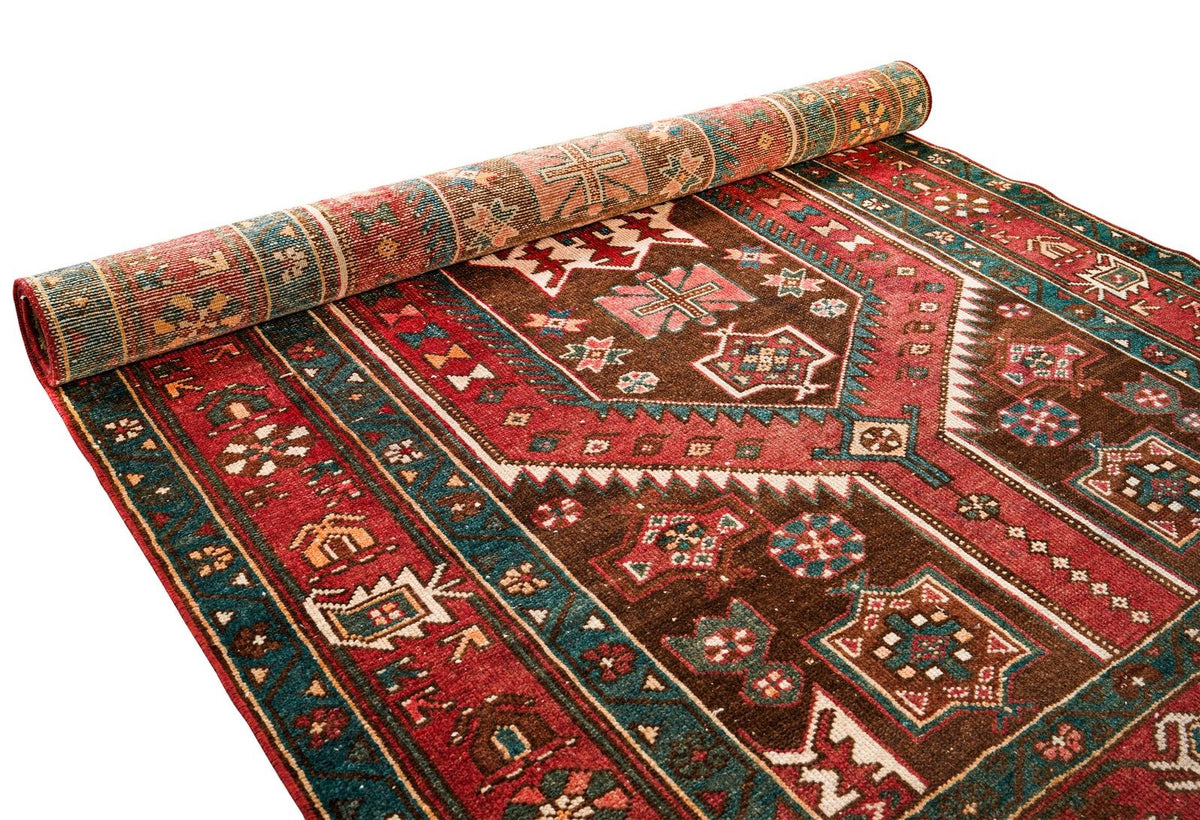4x7 Red and Navy Persian Tribal Rug