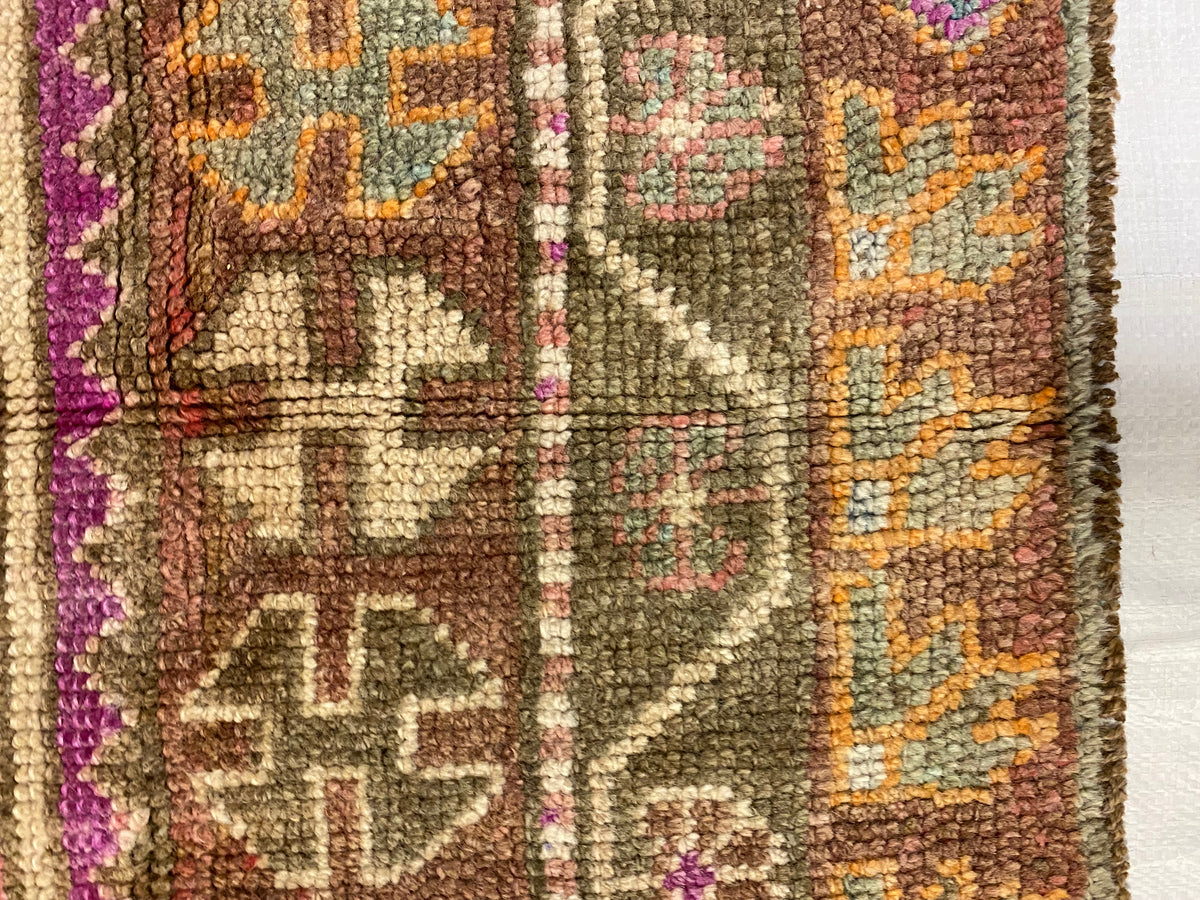 3x12 Brown and Pink Turkish Tribal Runner