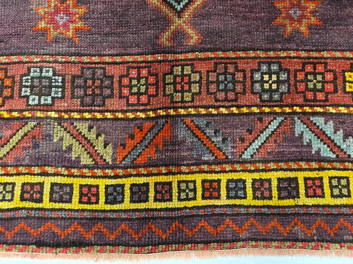 5x7 Red and Purple Turkish Tribal Rug