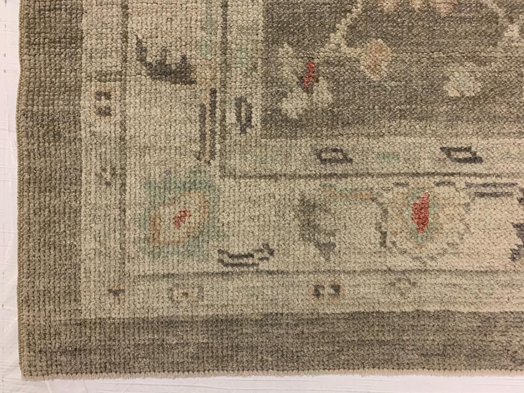 3x10 Gray and Ivory Turkish Oushak Runner