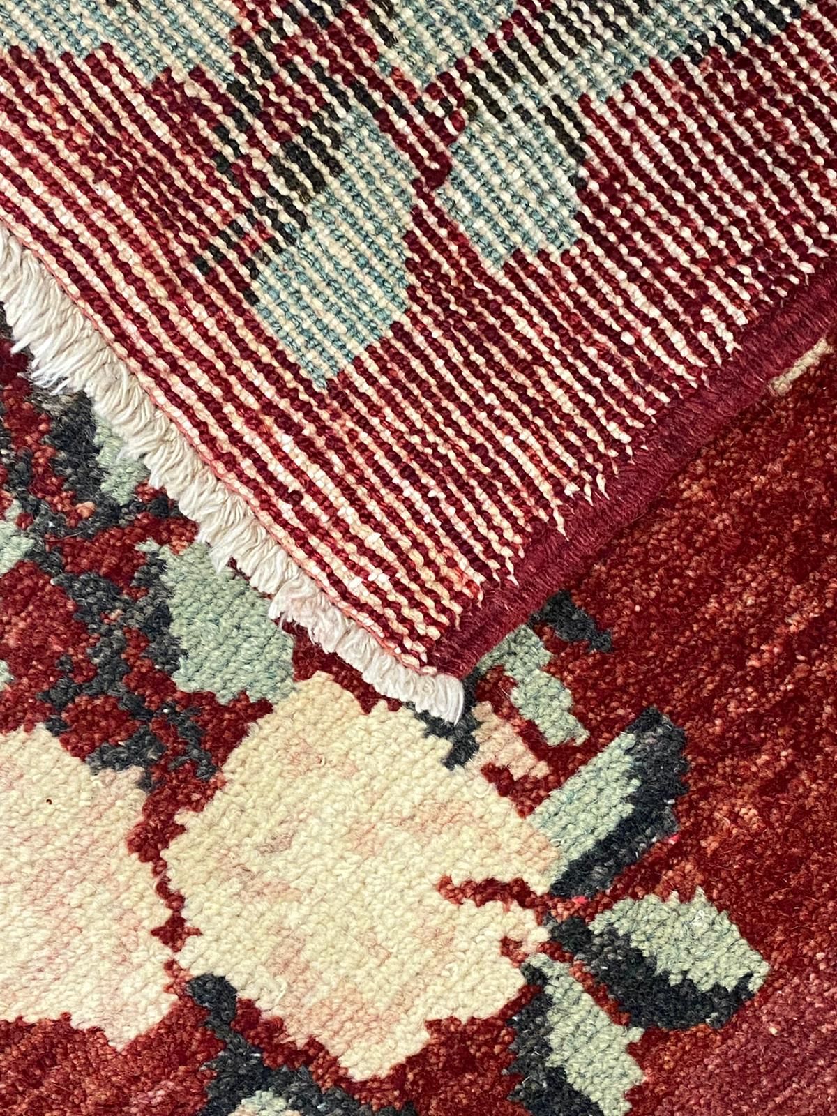 4x8 Red and Ivory Turkish Tribal Rug