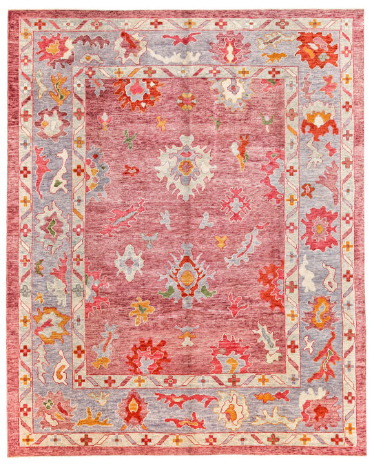 9x11 Pink and Purple Turkish Oushak Rug