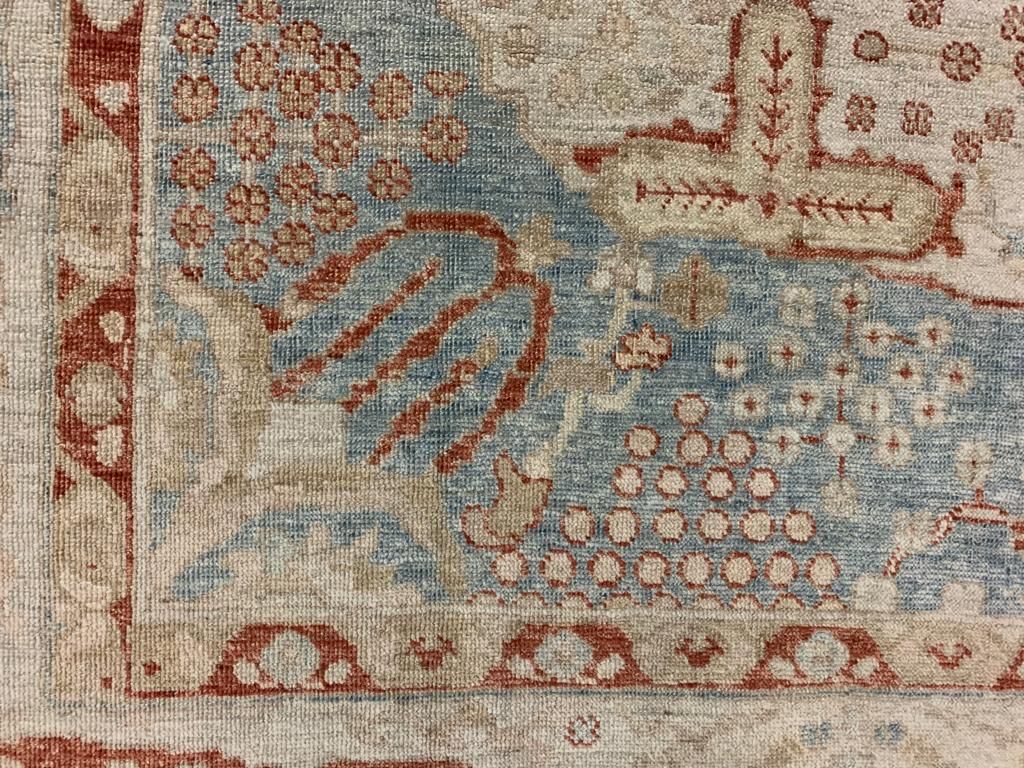 8x10 Blue and Ivory Turkish Oushak Rug