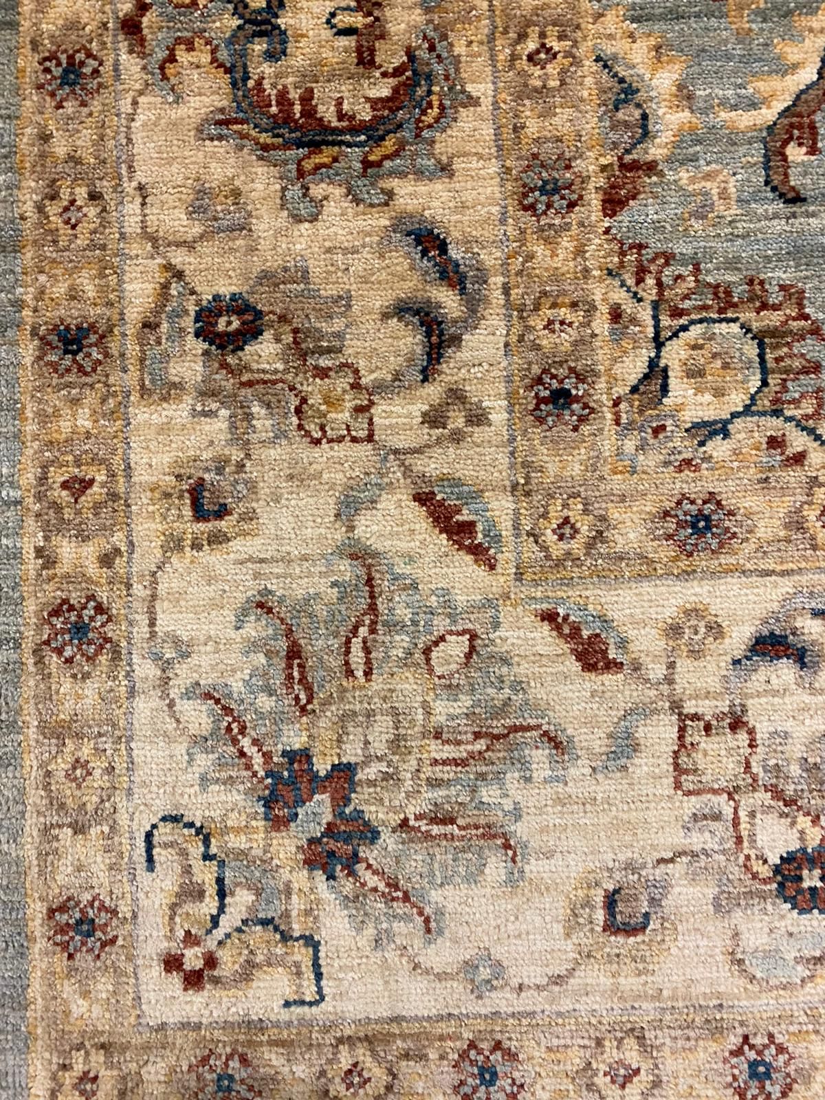 6x8 Blue and Ivory Turkish Oushak Rug