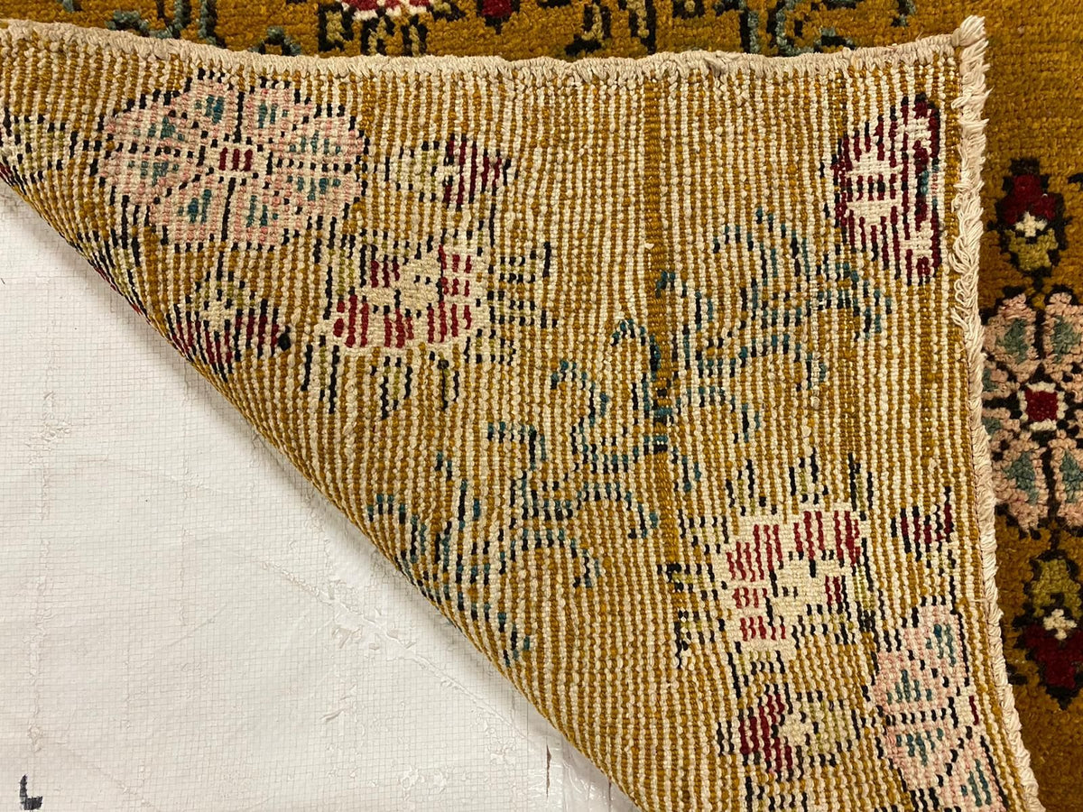 4x9 Gold and Ivory Turkish Tribal Rug