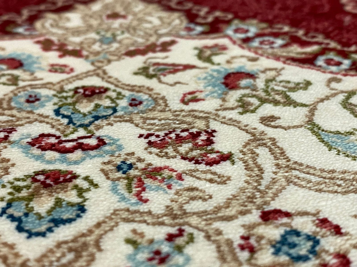 5x8 Red and Ivory Turkish Antep Rug