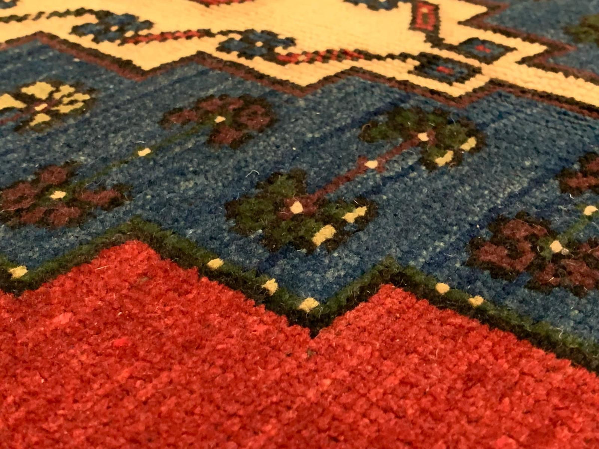5x8 Red and Navy Turkish Tribal Rug