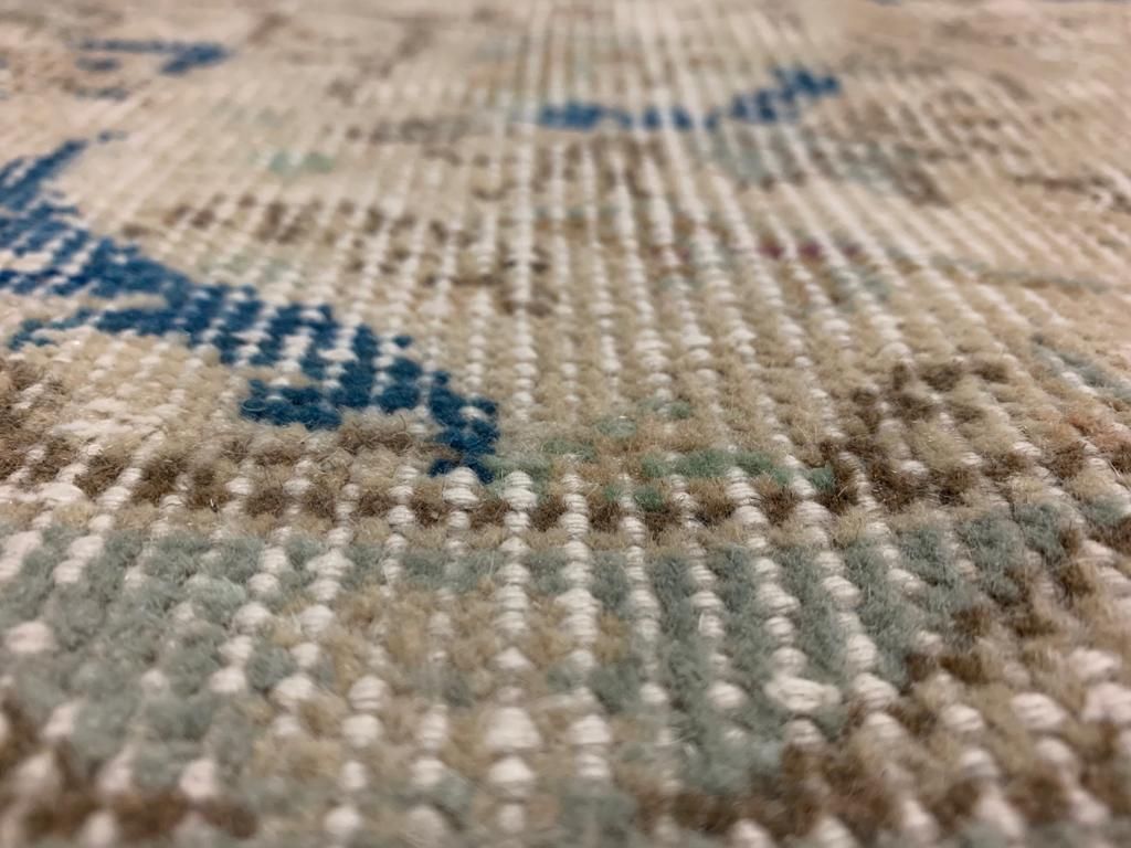 6x11 Green and Ivory Turkish Anatolian Rug
