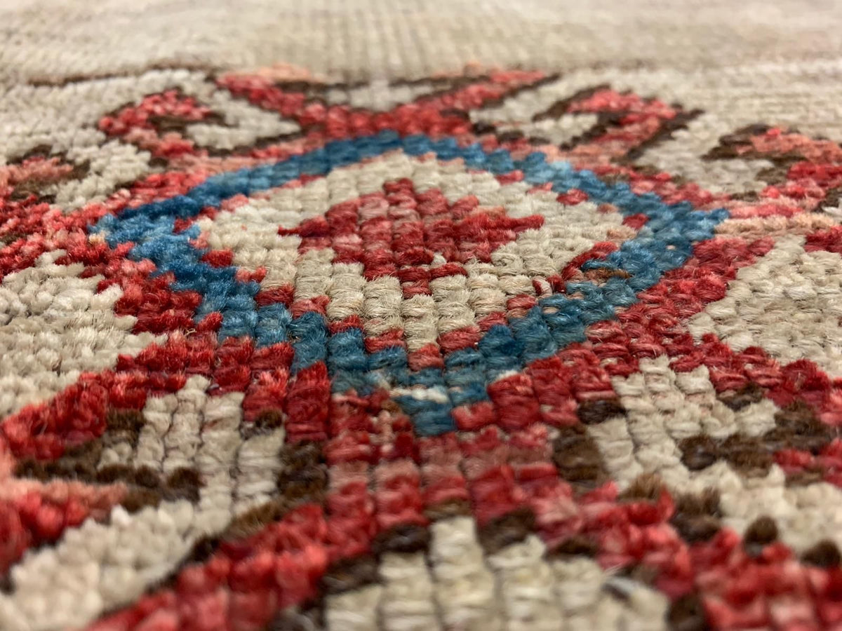 6x8 Ivory and Navy Kazak Tribal Rug