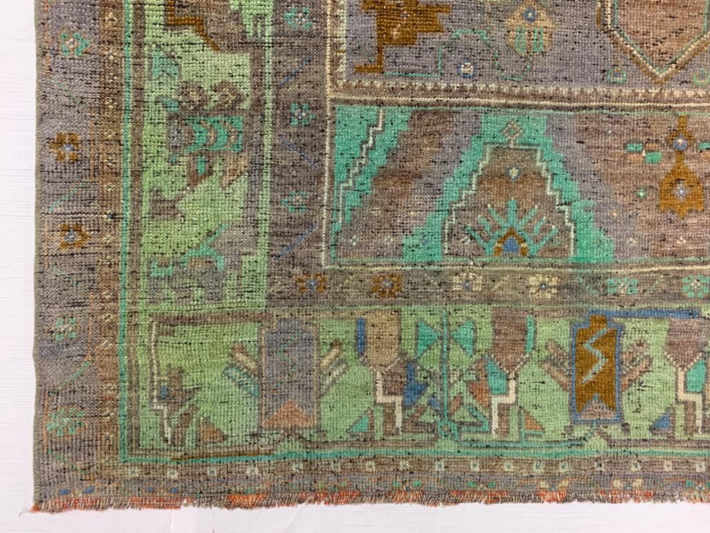 5x9 Brown and Green Turkish Tribal Rug