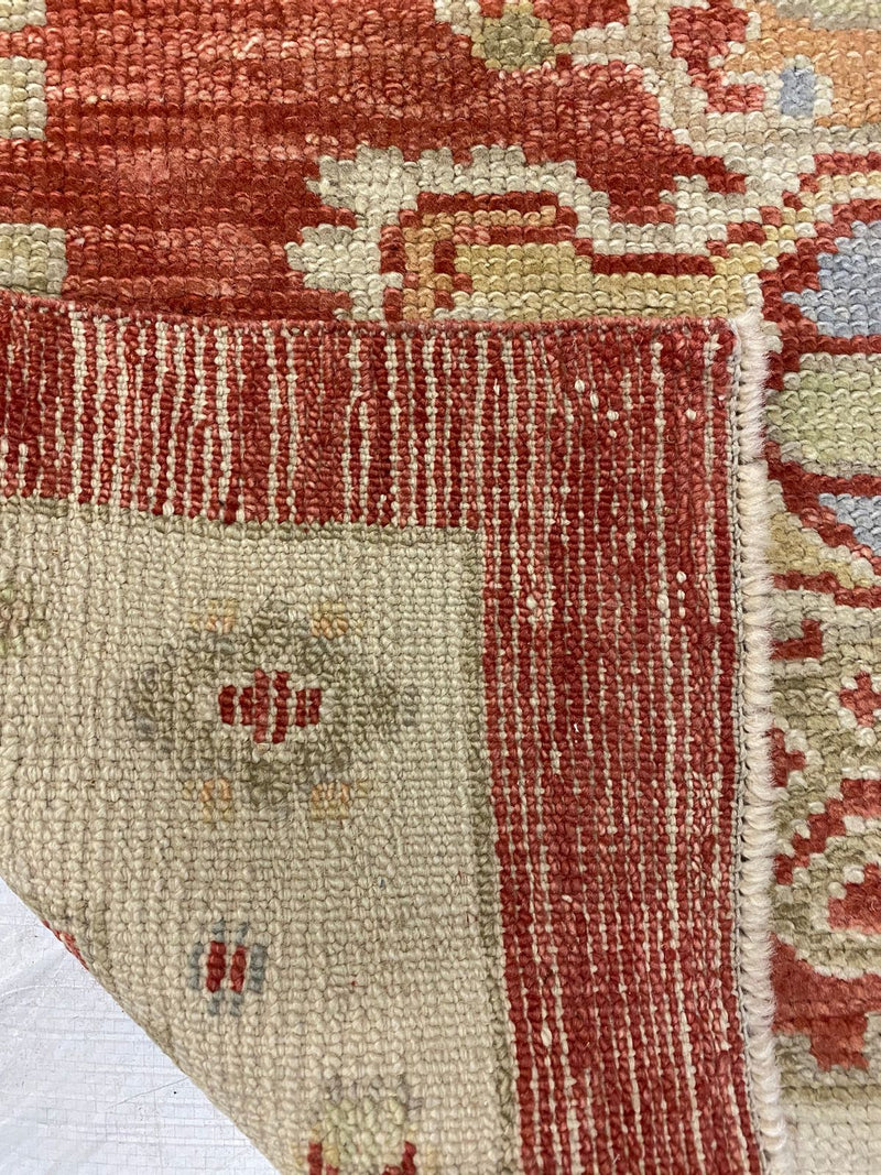 3x11 Red and Gold Turkish Oushak Rug Runner
